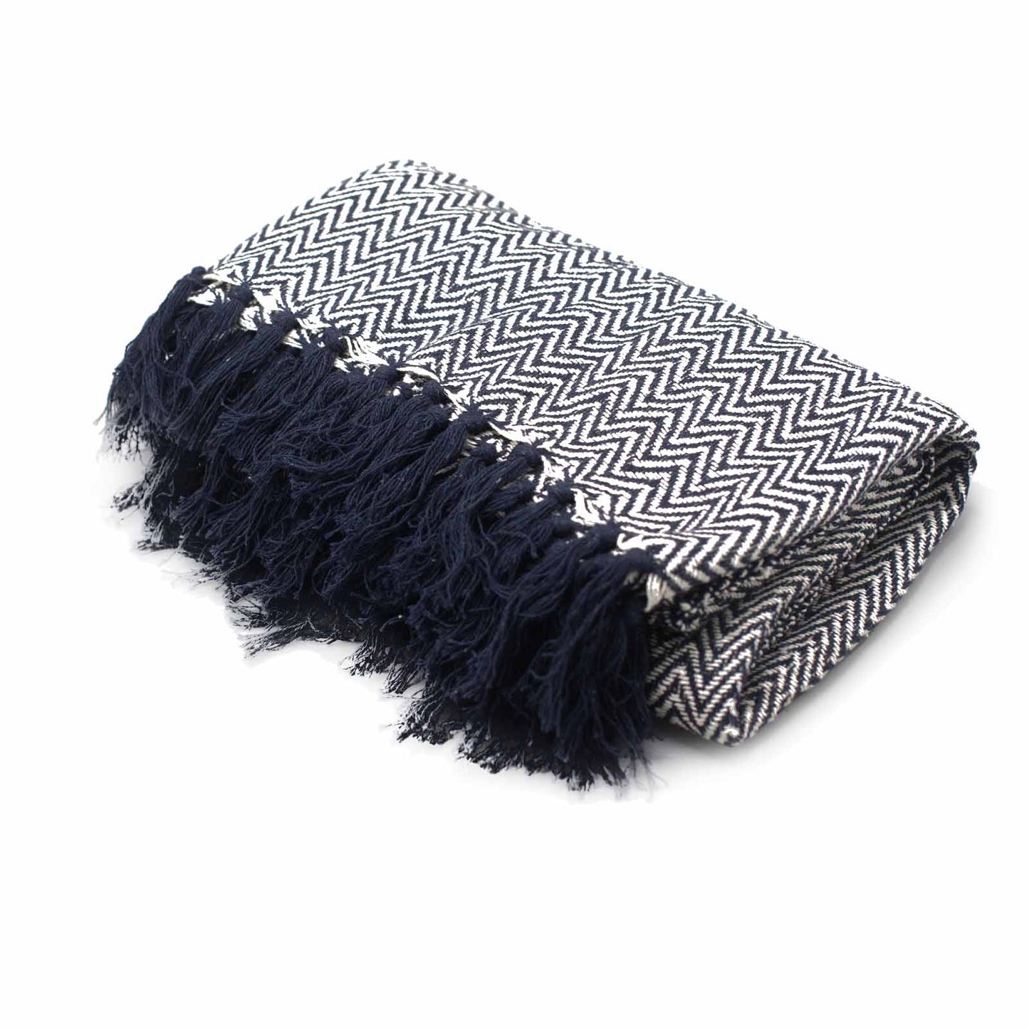 Boho Comfort Throws - 140x200cm - Navy Zigzag