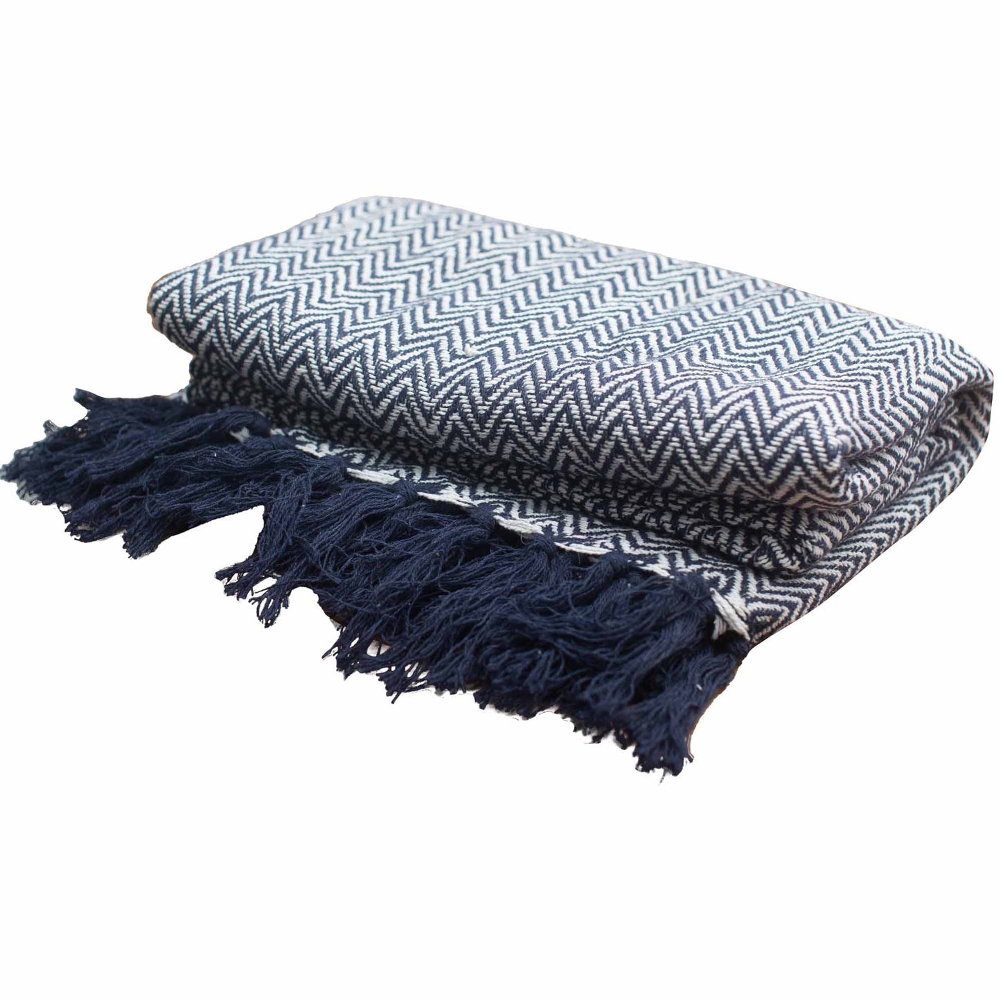 Boho Comfort Throws - 140x200cm - Navy Zigzag