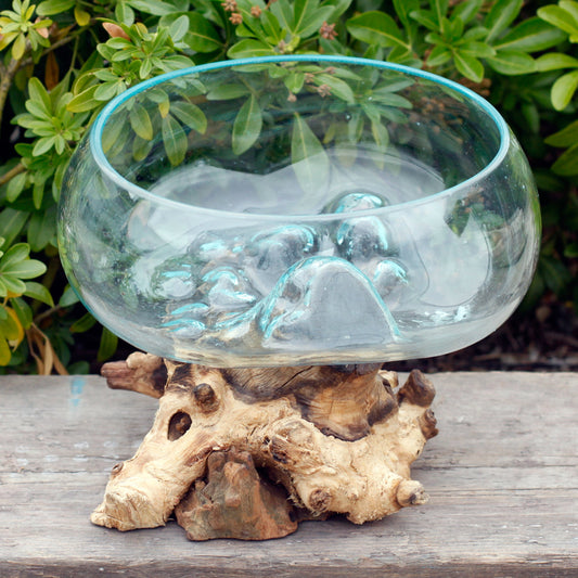 Molten Glass on Wood - Open Large Bowl