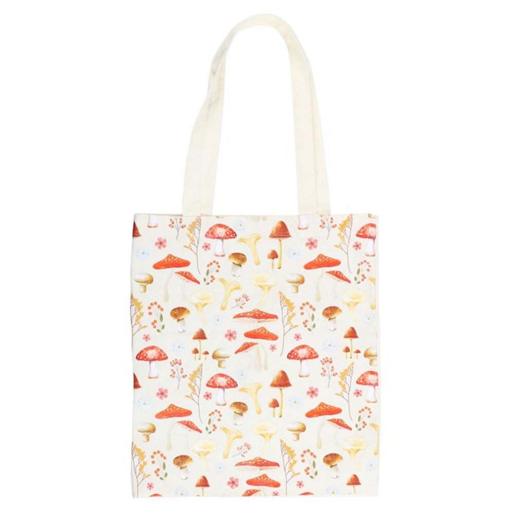 Mushroom Print Polycotton Tote Bag