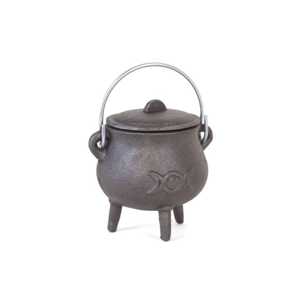 10cm Cast Iron Cauldron With Triple Moon