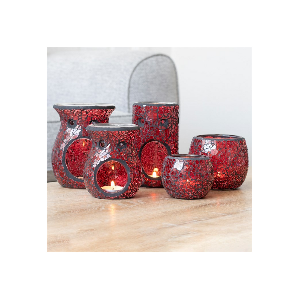 Red Pillar Crackle Glass Oil Burner