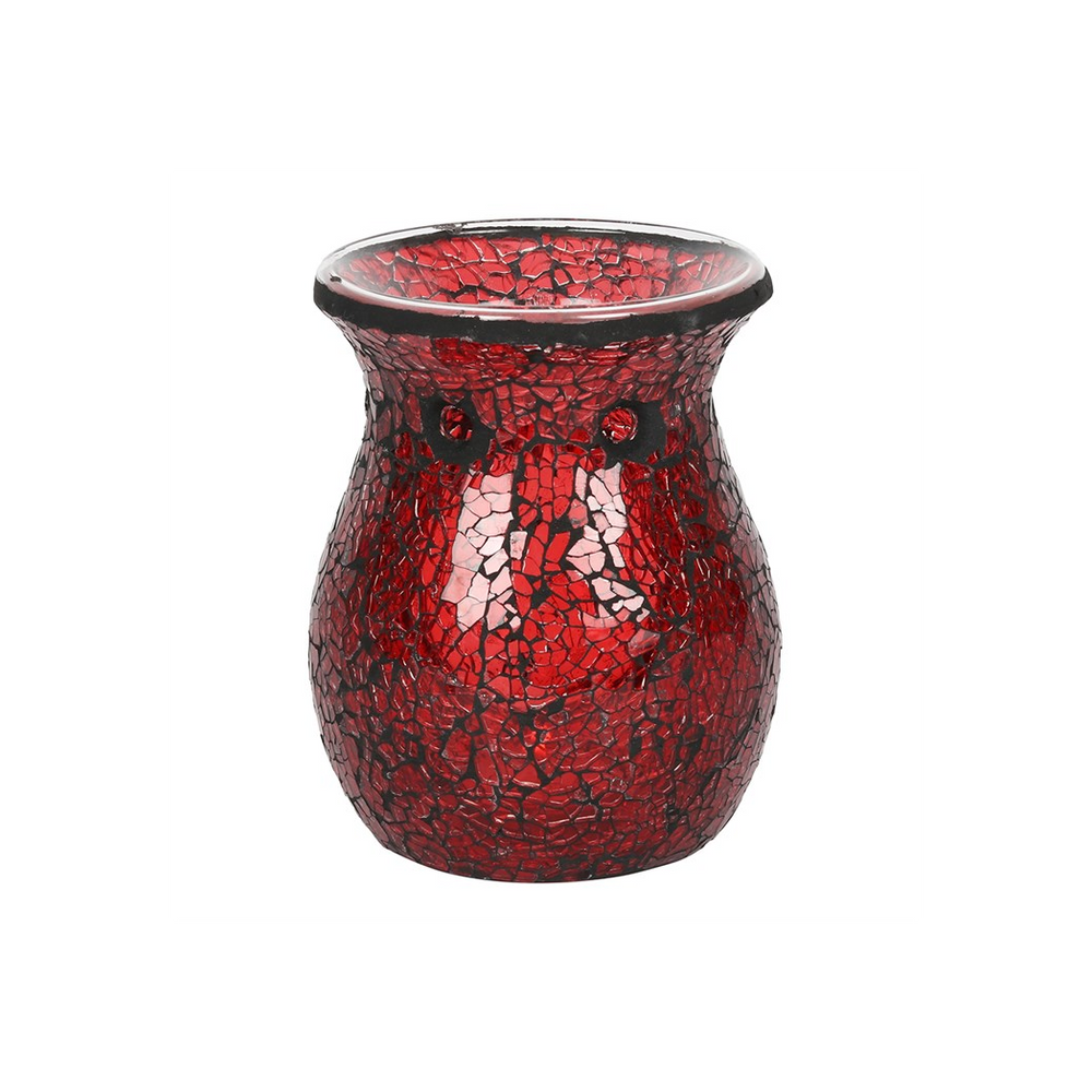 Large Red Crackle Glass Oil Burner