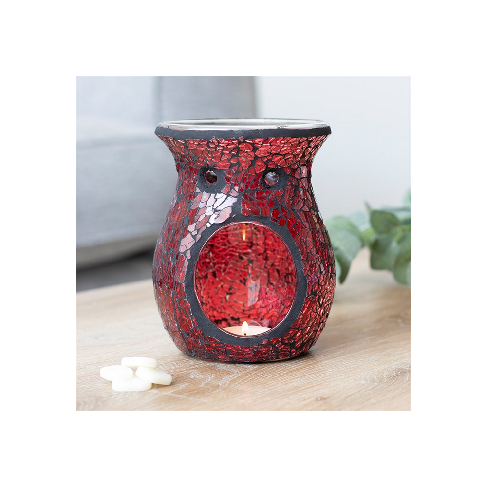 Large Red Crackle Glass Oil Burner