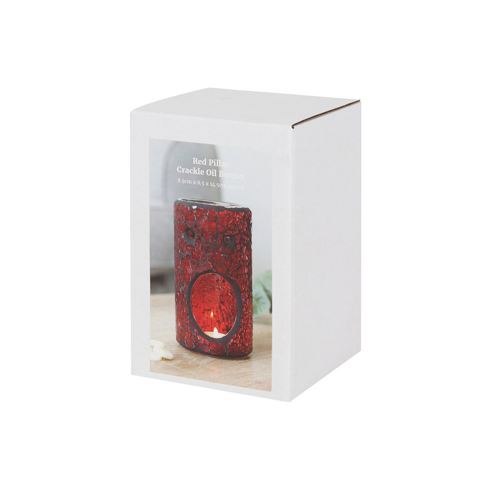 Red Pillar Crackle Glass Oil Burner