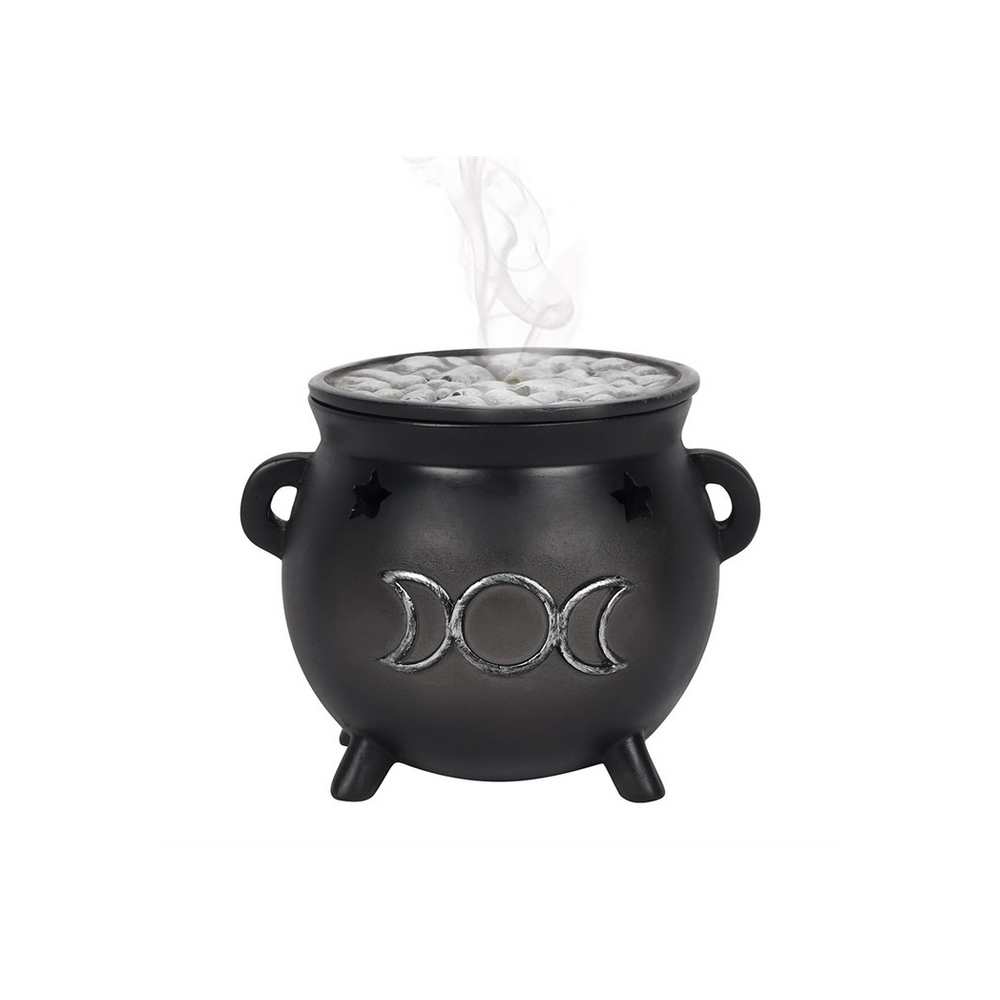 Triple Moon Cauldron Incense Cone Holder