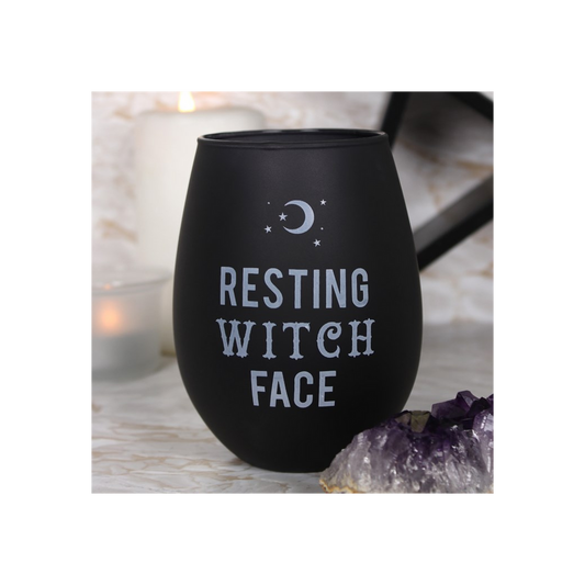 Resting Witch Face Stemless Wine Glass