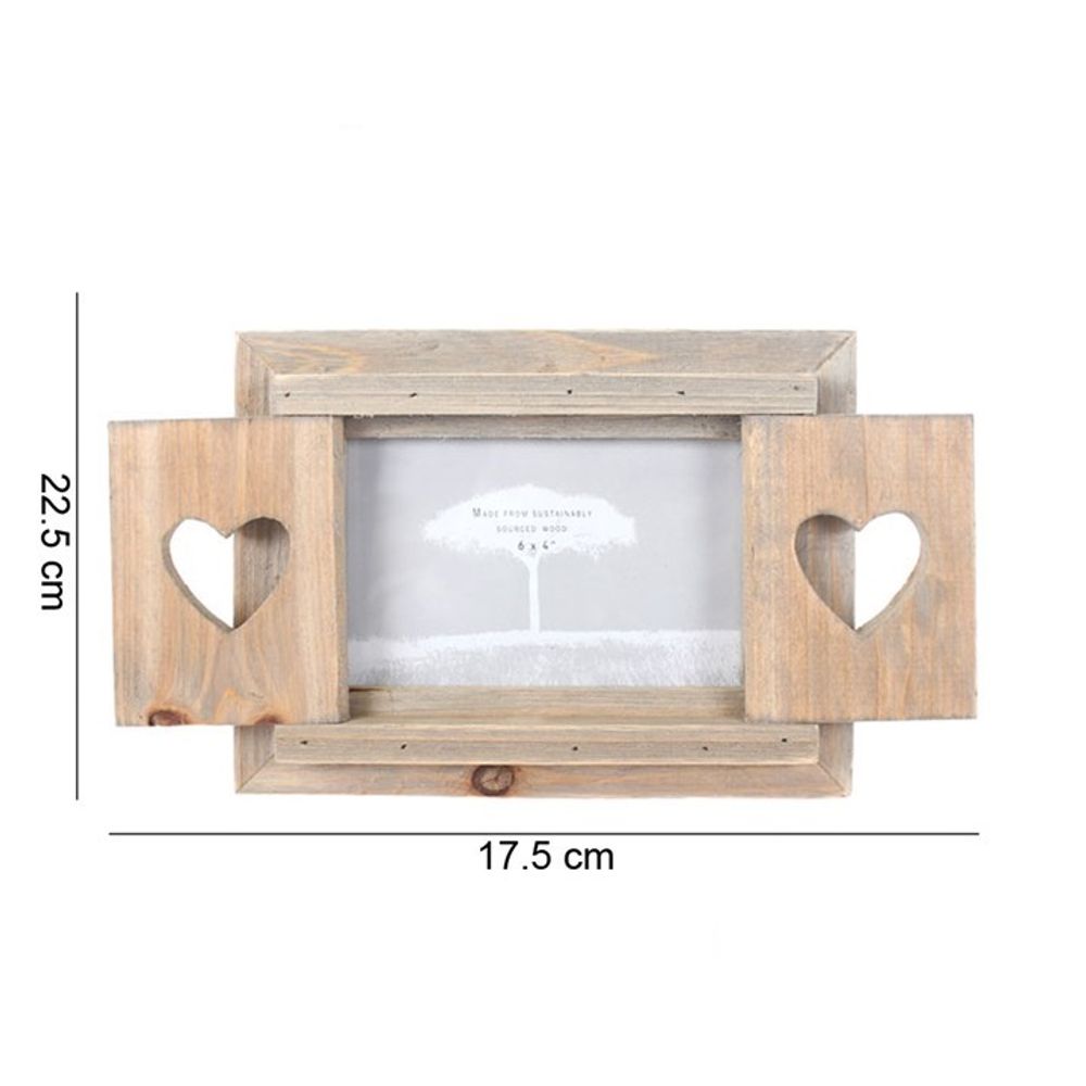 Driftwood Photo Frame With Heart Shutters