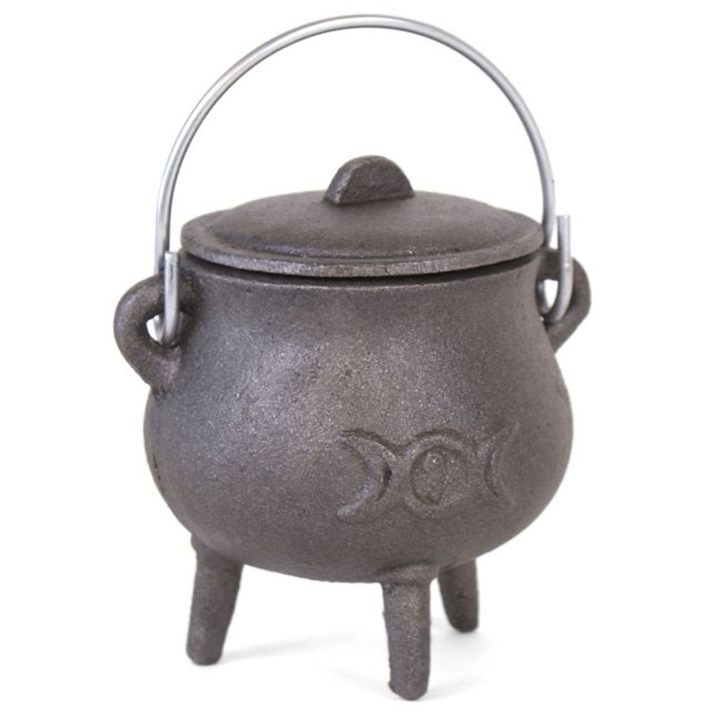 10cm Cast Iron Cauldron With Triple Moon