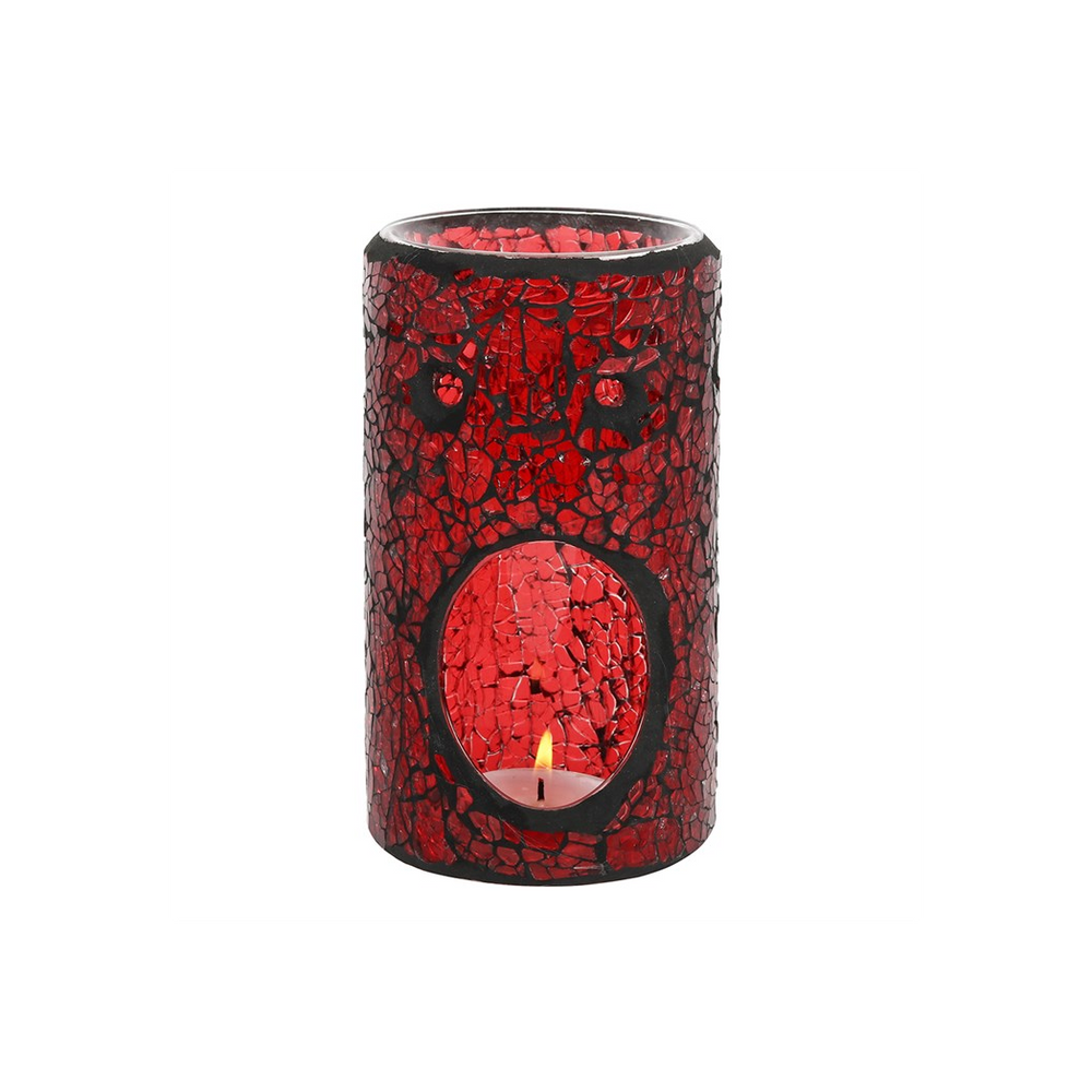 Red Pillar Crackle Glass Oil Burner