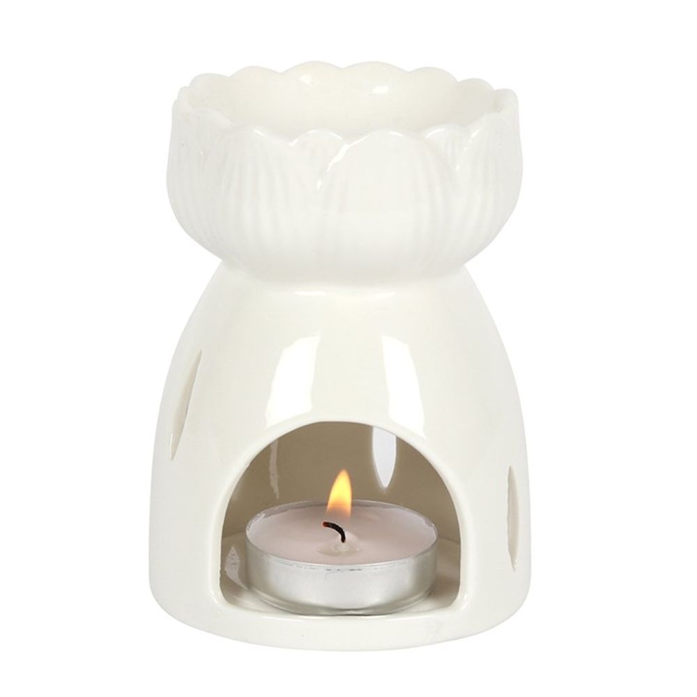 White Gloss Lotus Flower Oil Burner