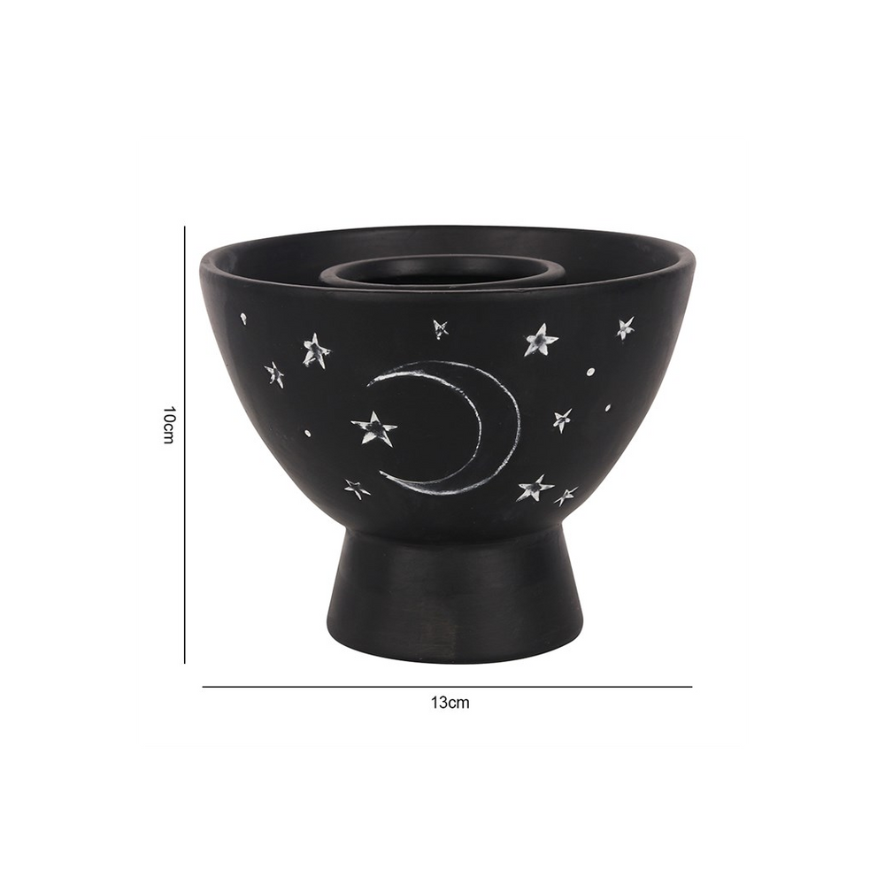 Black Moon and Stars Terracotta Smudge Bowl