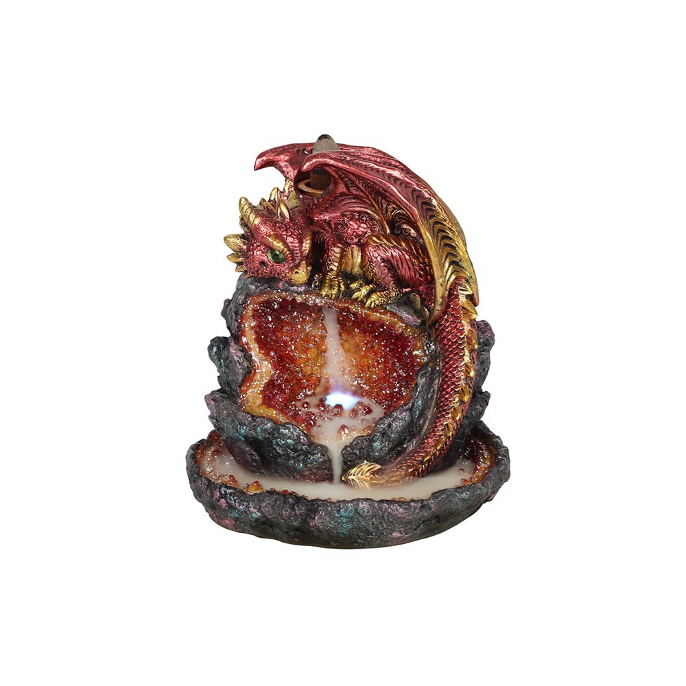 Red Dragon Backflow Incense Burner with Light