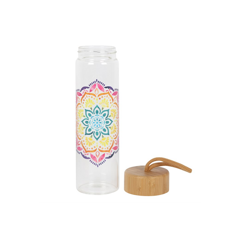 Mandala Reusable Glass Water Bottle