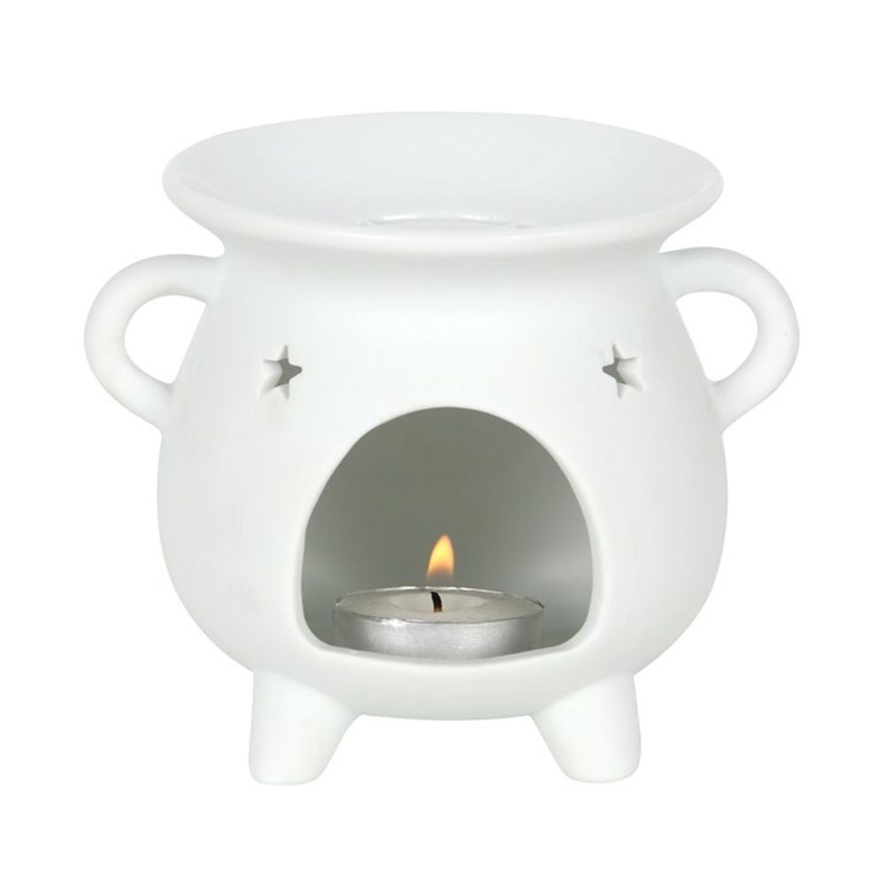 White Mystical Moon Cauldron Oil Burner