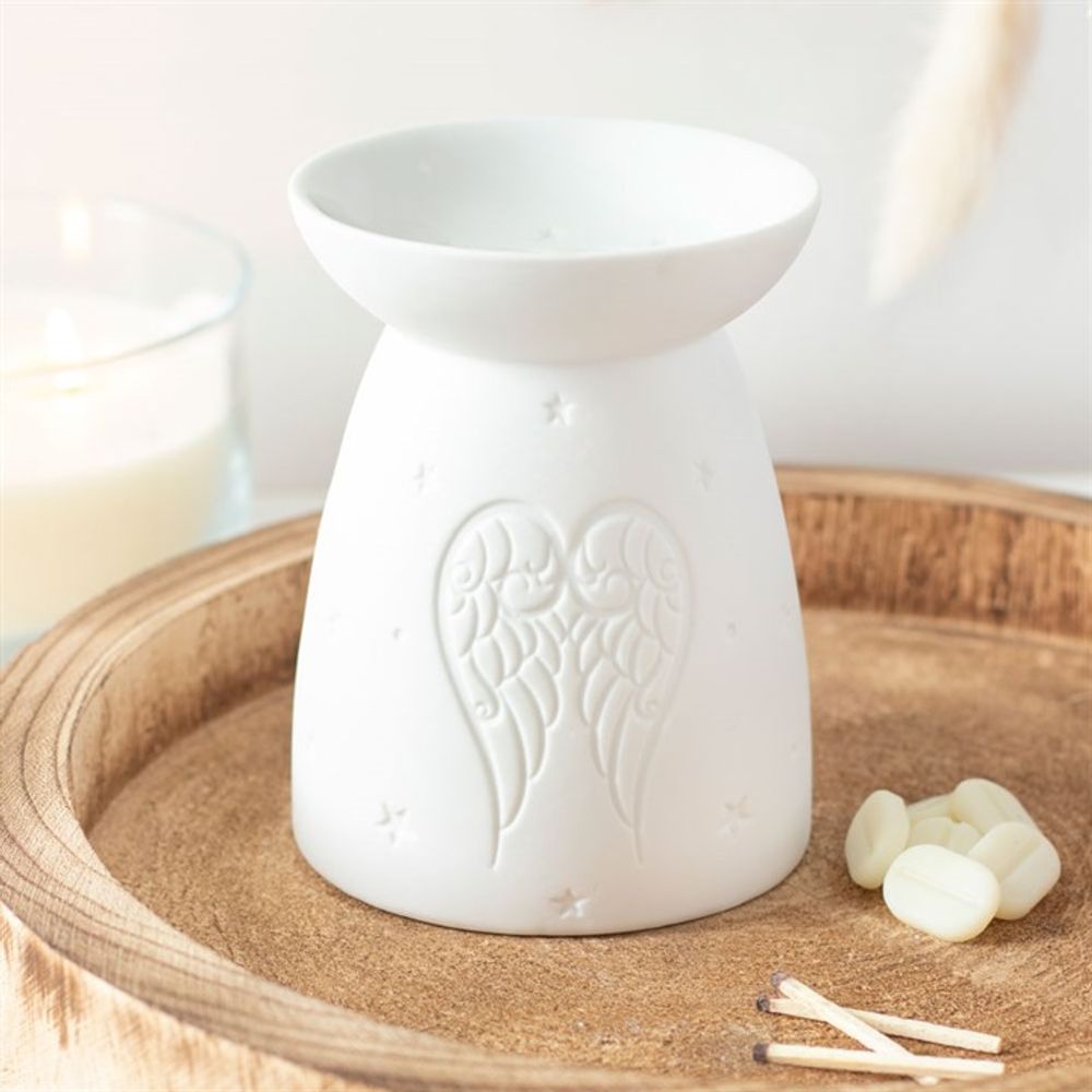 White Ceramic Angel Wings Oil Burner