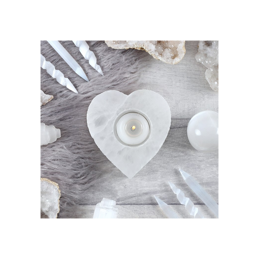 Selenite Heart Tealight Holder