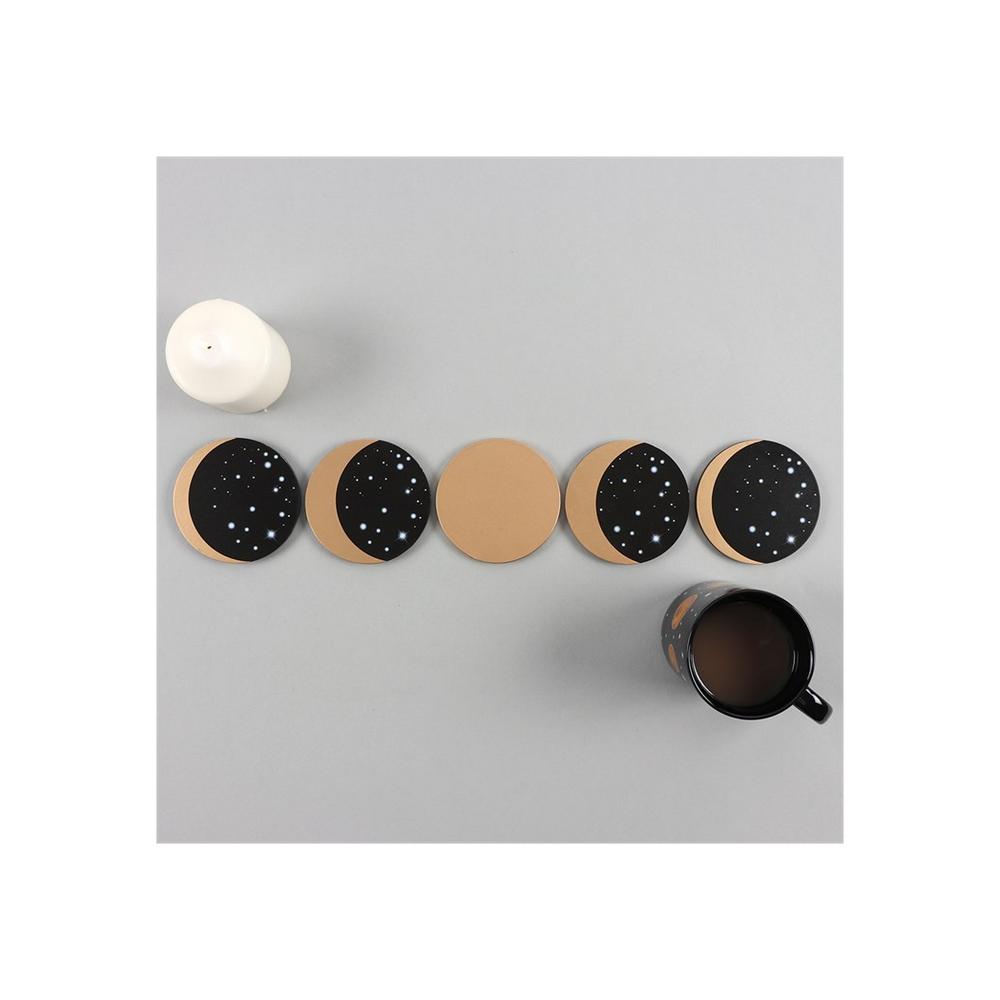 Moon Phases 5-Piece Coaster Set