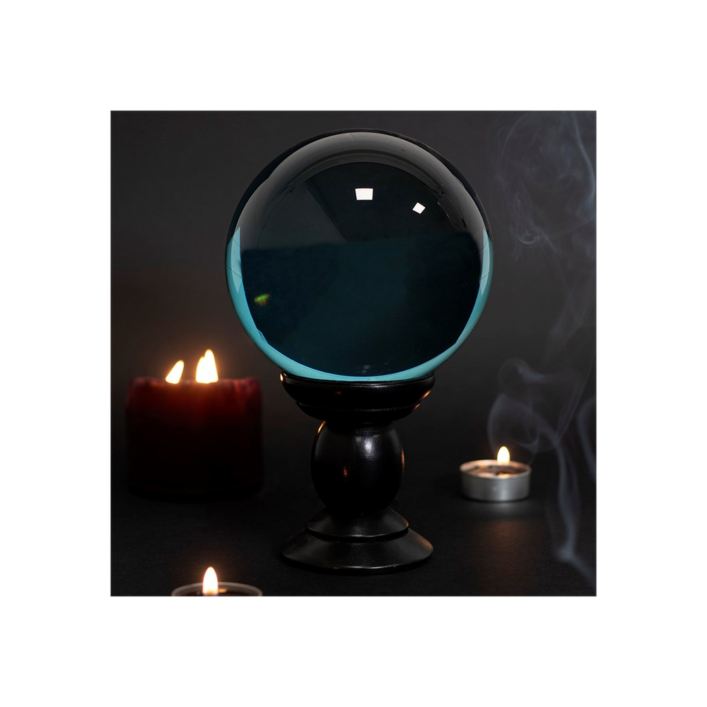 Large Teal Crystal Ball on Stand