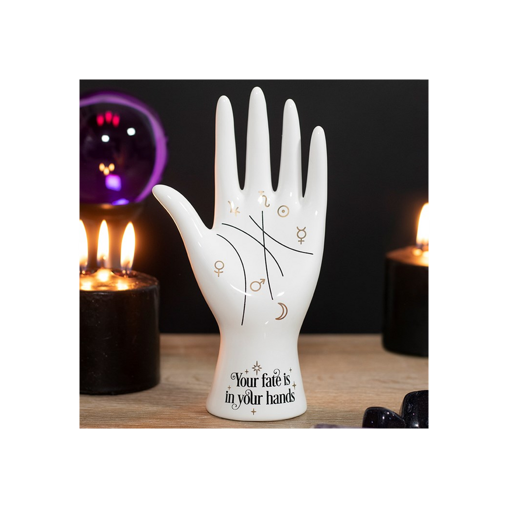 White Ceramic Palmistry Hand Ornament