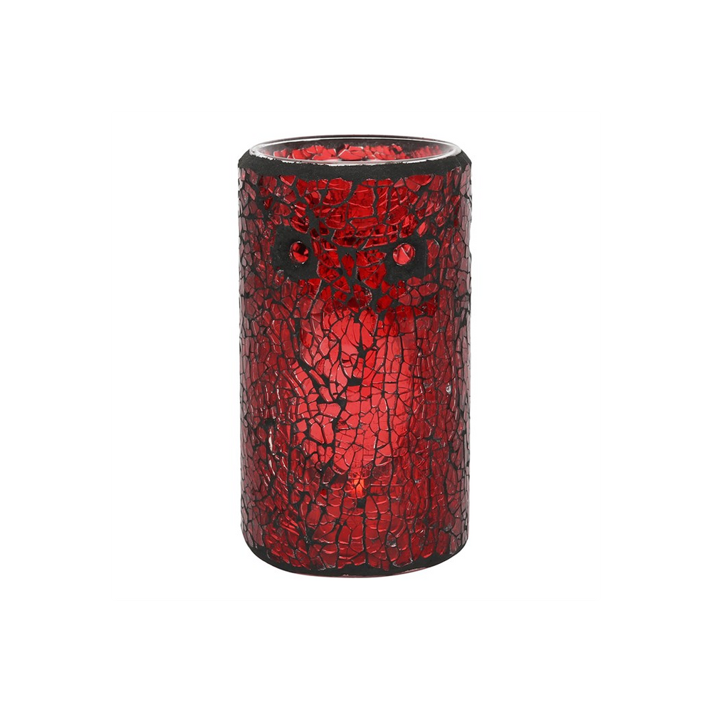 Red Pillar Crackle Glass Oil Burner