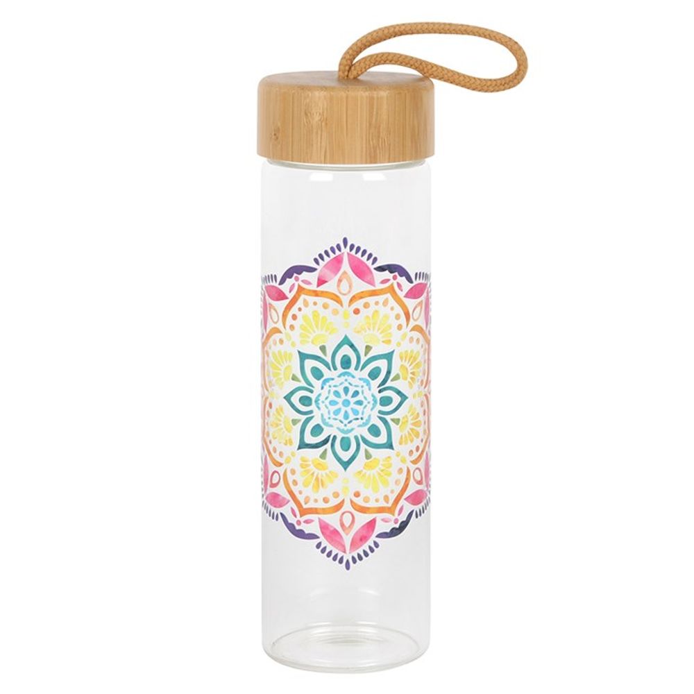 Mandala Reusable Glass Water Bottle