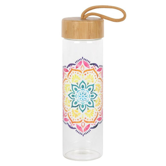 Mandala Reusable Glass Water Bottle