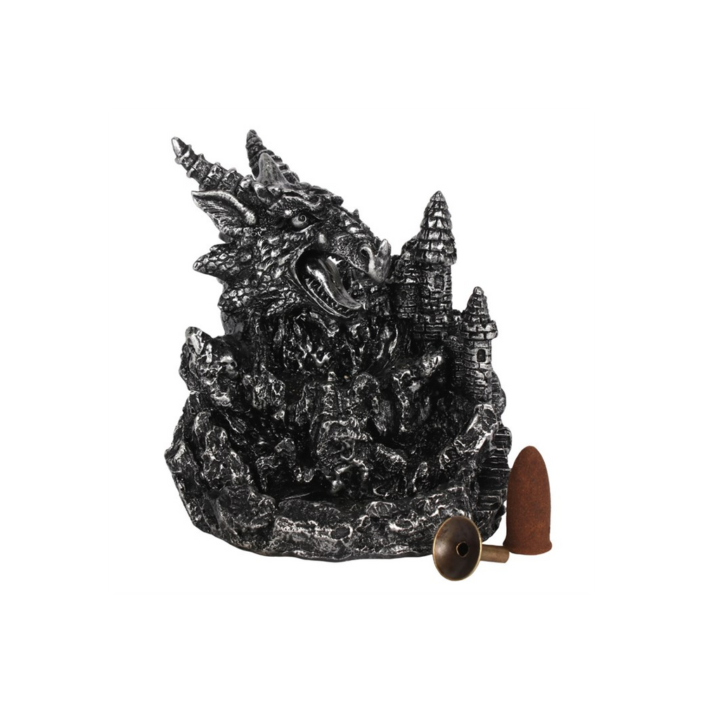 Silver Dragon Backflow Incense Burner With Light