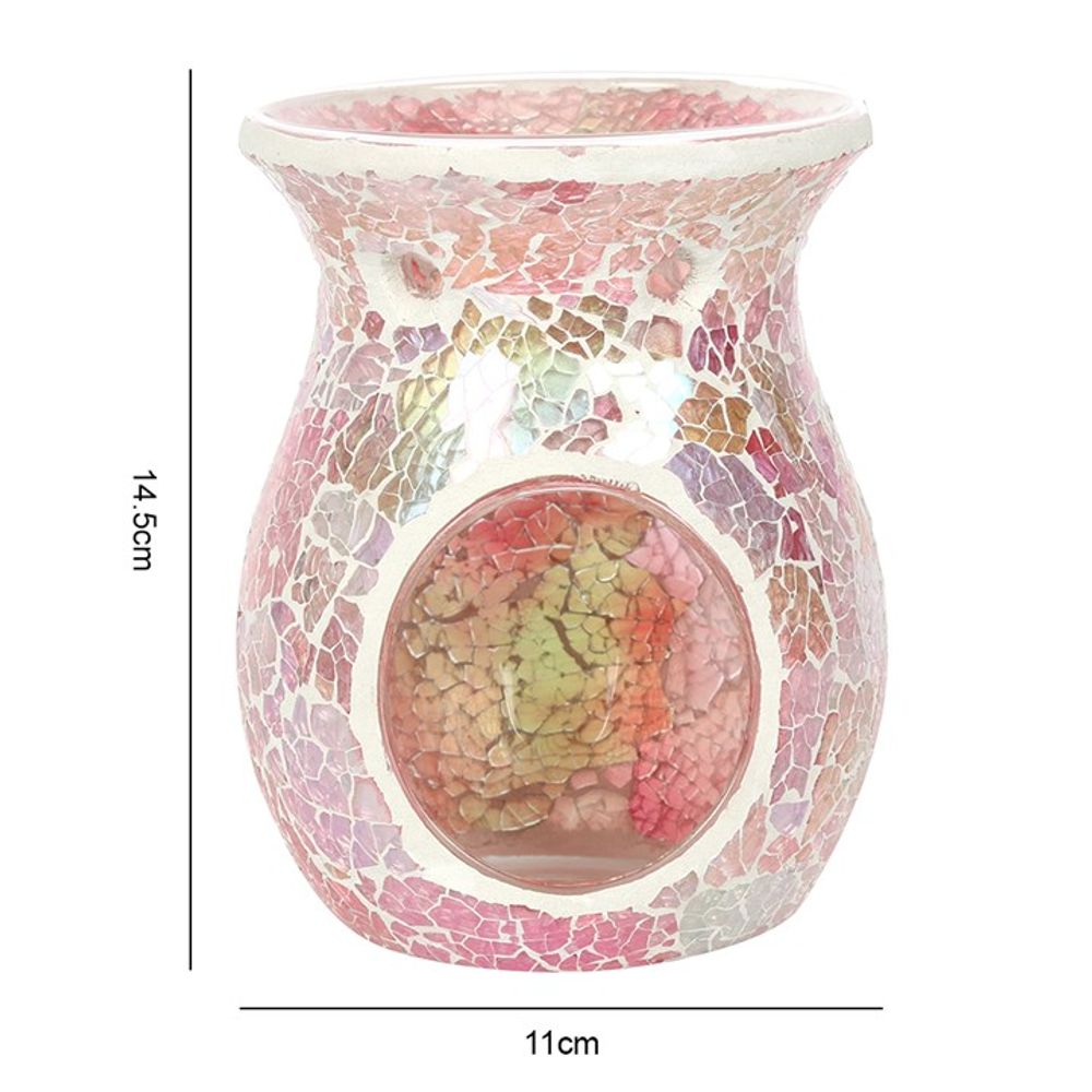 Large Pink Iridescent Crackle Oil Burner